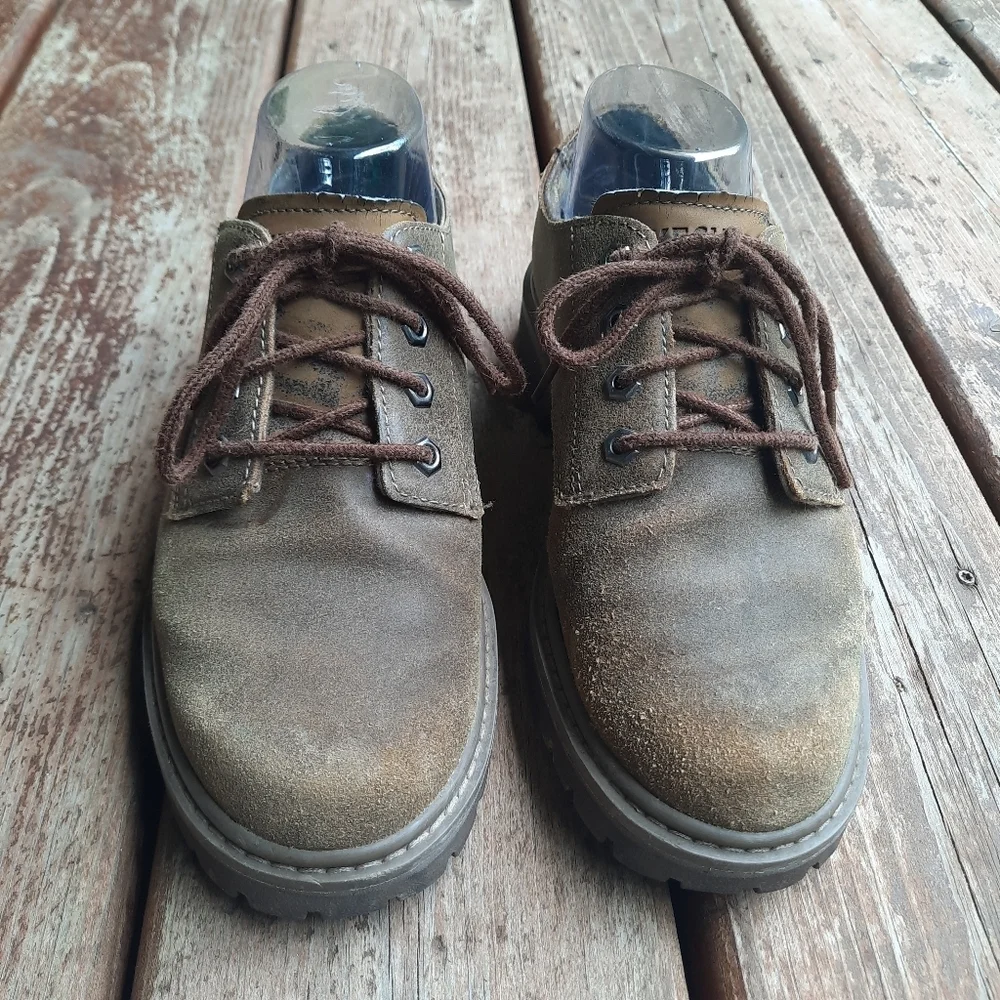 Skechers Utility Alley Cat Brown Suede Leather Lace-up Oxford Shoes Size 7